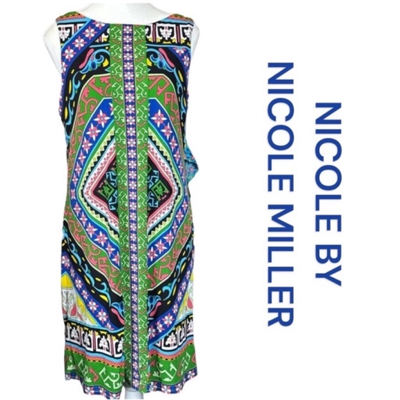NICOLE BY NICOLE MILLER Sleeveless Print Midi Dress, Size M. - Picture 1 of 5